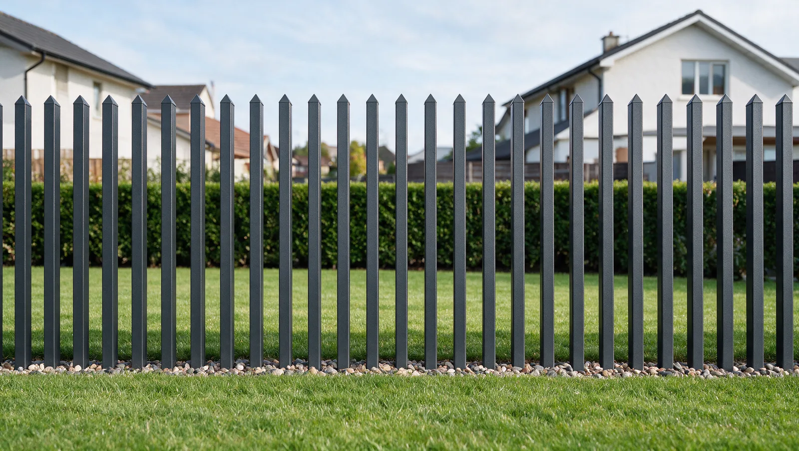Comb style metal bar fence