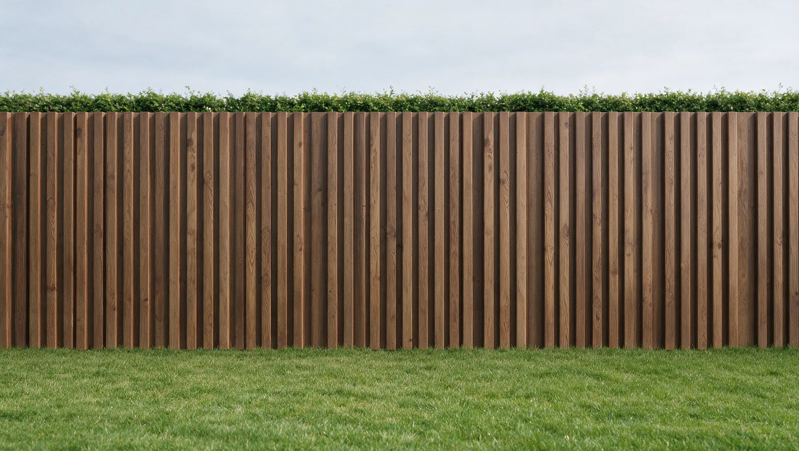 Pine profile steel fence in wood imitation finish