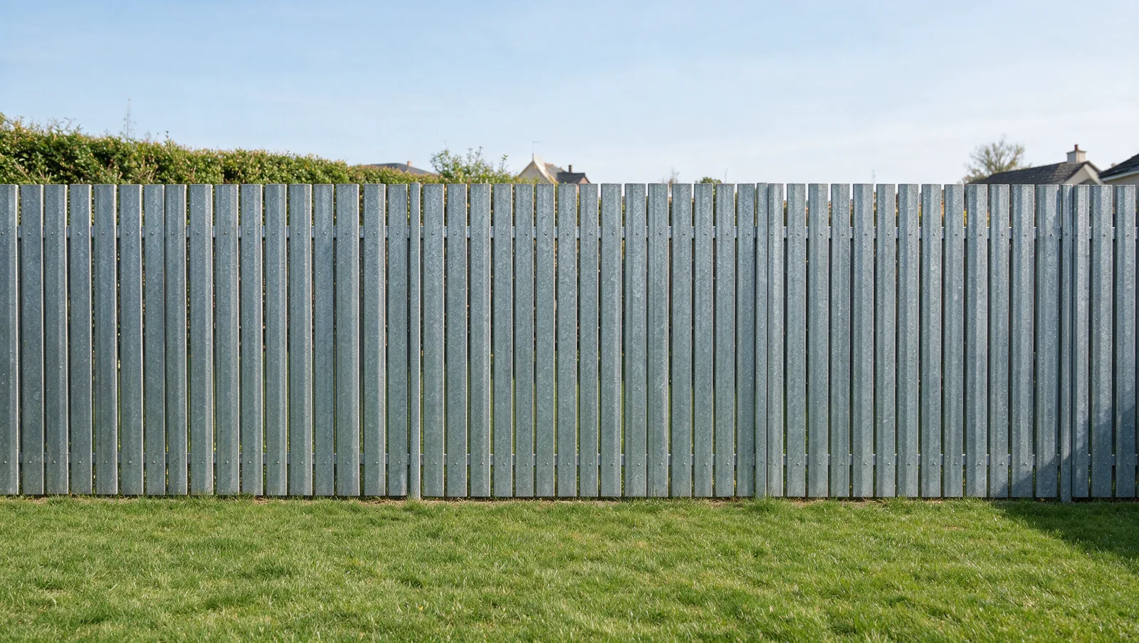 Vertical board galvanized steel fence